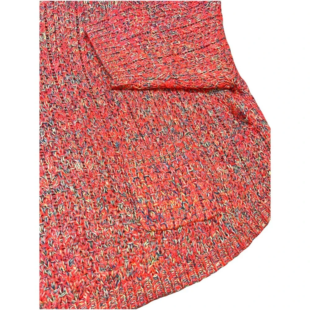 Anthropologie Moth Pink Multicolor Cropped Sweater 3/4 Sleeve W/ Pockets, Medium